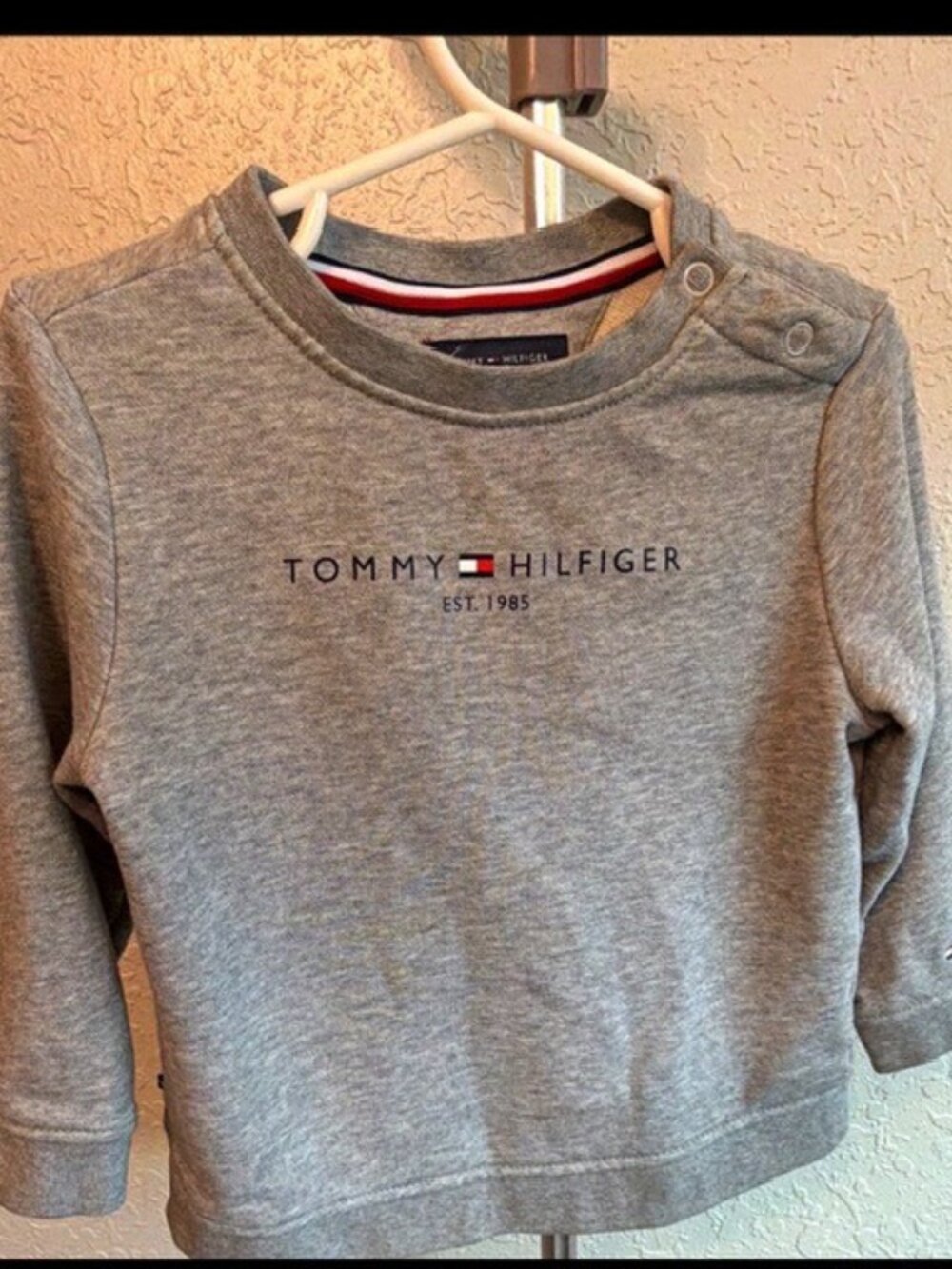 Tommy Hilfiger Gray Logo Pullover Sweater Fleece Cotton 18-24M